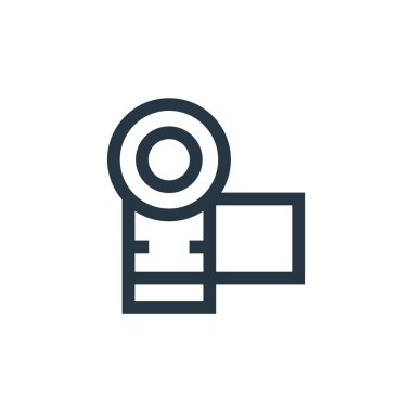 Kamera vektör simgesi. Kamera düzenlenebilir vuruş. Web ve mobil uygulamalarda kullanmak için kamera doğrusal sembolü, logo, yazdırma medyası. İnce çizgili çizim. Vektör izole çizimi.