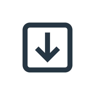 aşağı ok vektör simgesi. Okun aşağı doğru, değiştirilebilir vuruş. Web ve mobil uygulamalarda kullanmak için ok doğrusal simgesini indir, logo, yazdırma ortamı. İnce çizgili çizim. Vektör izole çizimi.