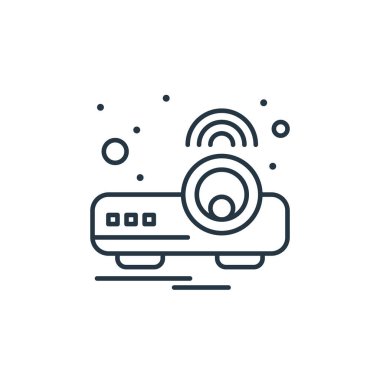 video projektör vektör simgesi. video projektörü, düzenlenebilir felç. Web ve mobil uygulamalarda kullanmak için video projektörü doğrusal sembolü, logo, yazdırma ortamı. İnce çizgili çizim. Vektör izole çizimi.