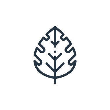 Yaprak vektör simgesi. Yaprak değiştirilebilir felç. Web ve mobil uygulamalarda kullanmak için yaprak doğrusal sembolü, logo, yazdırma ortamı. İnce çizgili çizim. Vektör izole çizimi.