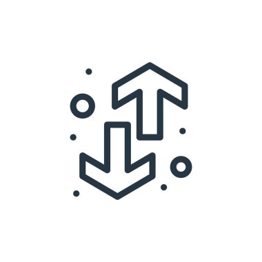 Yön ok vektör simgesi. Yön değiştirilebilir ok darbesi. Web ve mobil uygulamalarda kullanmak için ok doğrusal sembolü, logo, yazdırma ortamı. İnce çizgili çizim. Vektör izole çizimi.