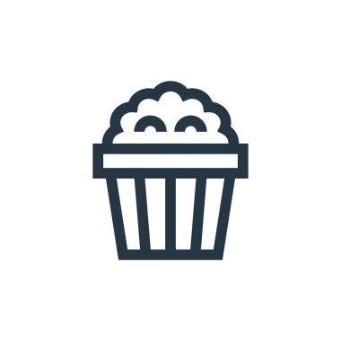 Patlamış mısır vektör simgesi. Patlamış mısırla oynanabilir felç. İnternet ve mobil uygulamalarda, logoda ve yazılı medyada kullanılmak üzere patlamış mısır doğrusal sembolü. İnce çizgili çizim. Vektör izole çizimi.