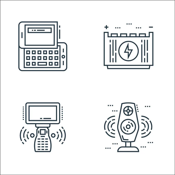 Technologie Zařízení Linky Ikony Lineární Sada Kvalitní Vektorová Řada Jako — Stockový vektor