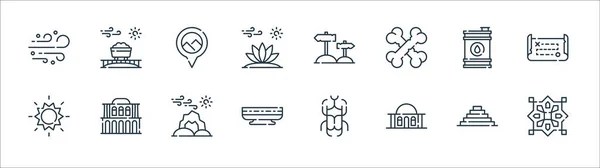Desert Line Icons Linear Set Quality Vector Line Set Pattern — Stock Vector