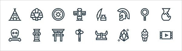 History Line Icons Linear Set Quality Vector Line Set Documentary — Stock Vector