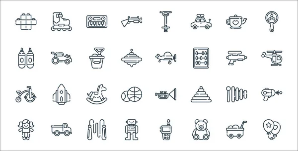 Children Toys Line Icons Linear Set Quality Vector Line Set — Stock Vector