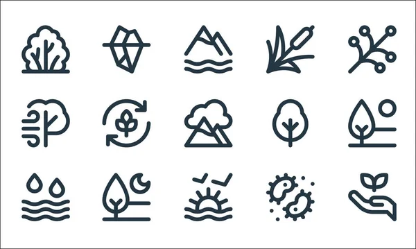 Nature Line Icons Линейное Множество Набор Векторных Линий Качества Таких — стоковый вектор