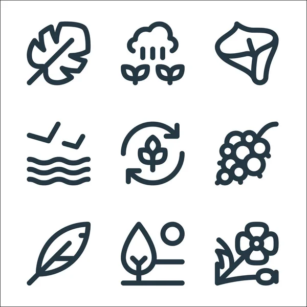 Nature Line Icons Линейное Множество Набор Векторных Линий Качества Таких — стоковый вектор