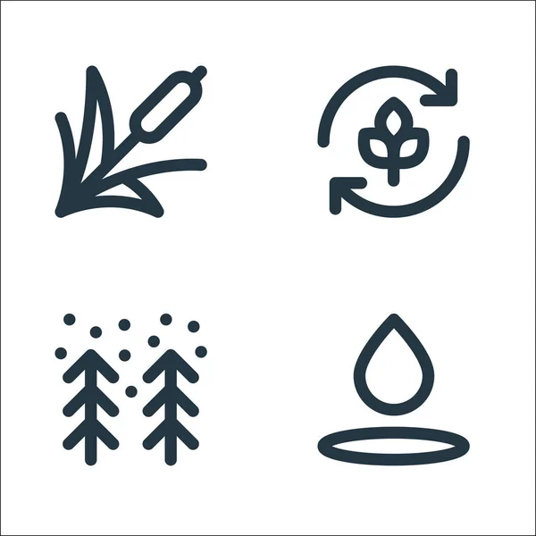 Nature Line Symbole Lineares Set Qualitätsvektorleitungssatz Wie Wasser Winter Agronomie — Stockvektor