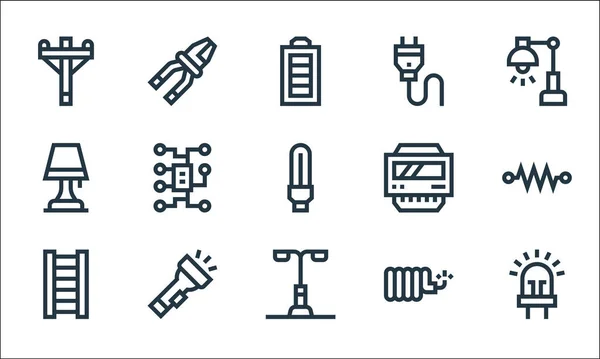 Electrician Tools Line Icons Linear Set Quality Vector Line Set — Stock Vector