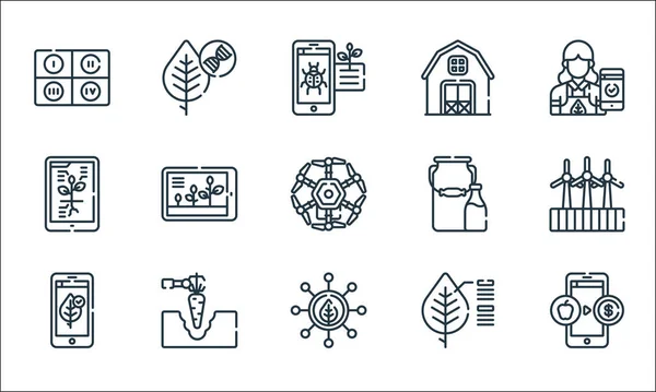 Iconos Línea Granja Inteligente Conjunto Lineal Conjunto Línea Vectores Calidad — Vector de stock