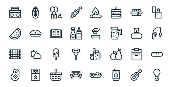 Picnic Line Icons Linear Set Quality Vector Line Set Chicken — Stock Vector