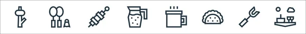 Picknick Linie Symbole Lineares Set Qualität Vektor Line Set Wie — Stockvektor