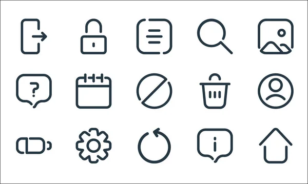 Icônes Ligne Interface Utilisateur Set Linéaire Ensemble Ligne Vectorielle Qualité — Image vectorielle