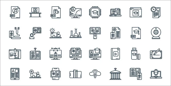 Iconos Línea Elearning Conjunto Lineal Conjunto Línea Vectores Calidad Como — Vector de stock