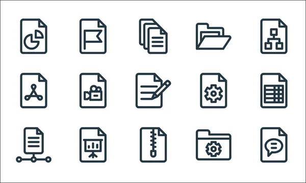 Documento Archivos Iconos Línea Conjunto Lineal Conjunto Líneas Vectoriales Calidad — Vector de stock