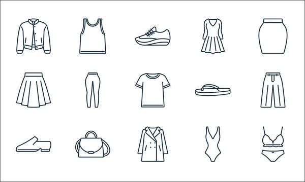 Ropa Iconos Línea Ropa Conjunto Lineal Conjunto Línea Vectorial Calidad — Vector de stock