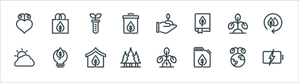 Ecology Line Icons Linear Set Quality Vector Line Set Battery — Stock Vector