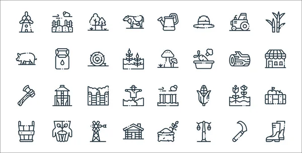 Village Line Icons Linear Set Quality Vector Line Set Boots — Stock Vector