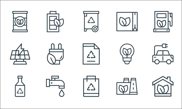 Ecology Line Icons Linear Set Quality Vector Line Set Home — Stock Vector