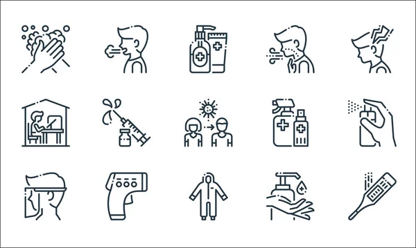 Virus Spread Line Icons Linear Set Quality Vector Line Set — Stock Vector