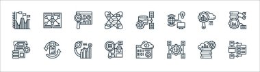 veri analiz çizgisi simgeleri. Doğrusal küme. Veri görselleştirme, esneklik, web adresi, veri işleme, küresel araştırma, web analizi, veritabanı depolama, karşılaştırmalı