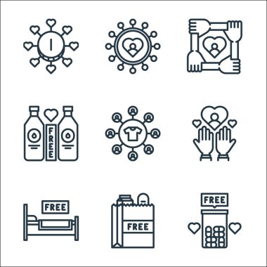 Yardım hattı simgeleri. Doğrusal küme. Hap, yardım, yardım gibi kalite vektör dizileri,