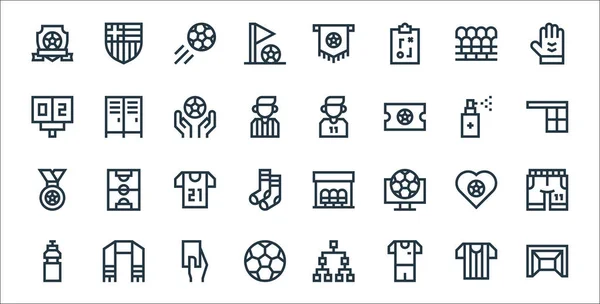 Soccer Line Icons Linear Set Quality Vector Line Set Football — Stock Vector