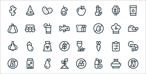 Nutrition Line Icons Linear Set Quality Vector Line Set Soft — Stock Vector