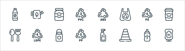 Línea Productos Plástico Iconos Conjunto Lineal Conjunto Línea Vectorial Calidad — Vector de stock