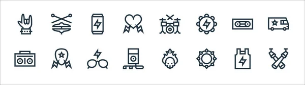 Rock Roll Line Icons Linear Set Quality Vector Line Set — Stock Vector