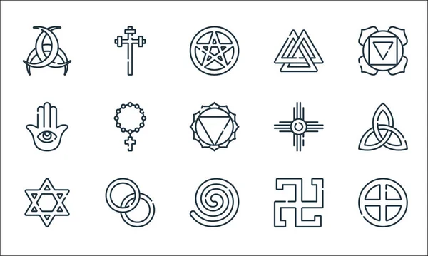 Symboles Spirituels Ligne Icônes Set Linéaire Ensemble Ligne Vectorielle Qualité — Image vectorielle