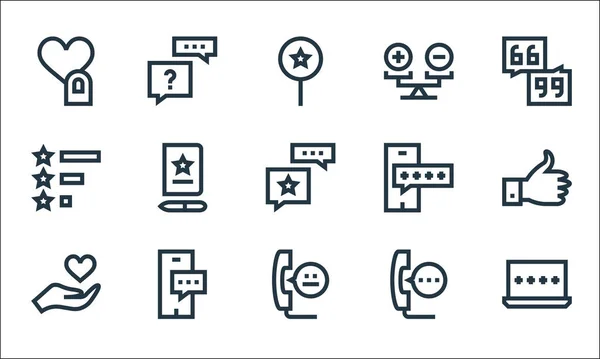 Feedback Testimonials Line Icons Linear Set Quality Vector Line Set — Stock Vector