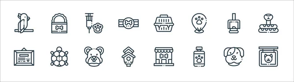 Iconos Línea Mascotas Conjunto Lineal Conjunto Línea Vectores Calidad Como — Vector de stock
