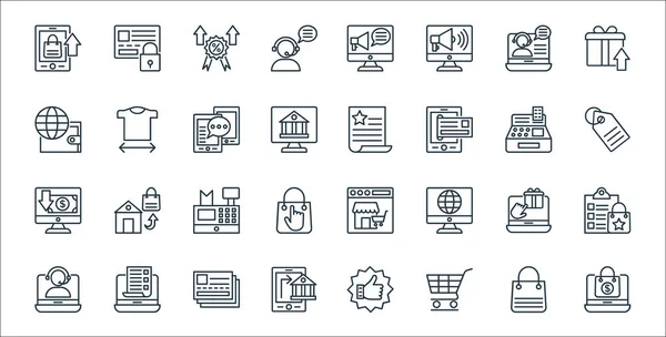 Shopping Line Icons Line Icons Lineares Set Qualitätsvektorleitungsset Wie Online — Stockvektor