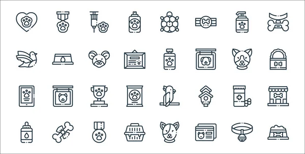 Pets Line Icons Linear Set Quality Vector Line Set Dog — Stock Vector