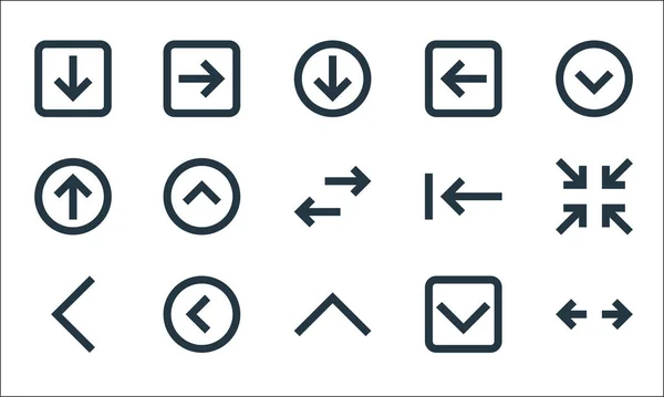 Iconos Línea Conjunto Lineal Conjunto Líneas Vectoriales Calidad Como Flechas — Vector de stock