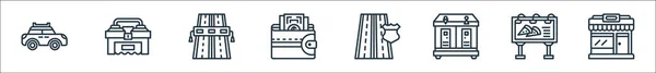Iconos Línea Autopista Conjunto Lineal Conjunto Línea Vectores Calidad Como — Vector de stock