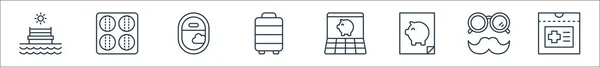 Icone Della Linea Pensionamento Set Lineare Set Linee Vettoriali Qualità — Vettoriale Stock