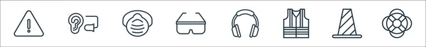 Flat Rescue Protective Line Icons Linear Set Quality Vector Line — Stock Vector
