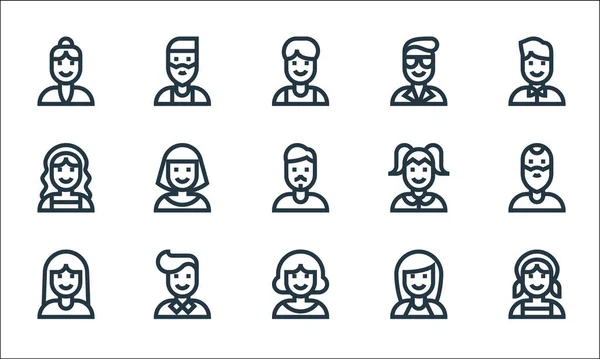 Gente Alinea Iconos Conjunto Lineal Conjunto Línea Vectores Calidad Como — Vector de stock