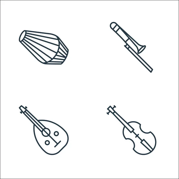 Musikinstrumente Säumen Symbole Lineares Set Qualitätsvektorleitungssatz Wie Geige Musikinstrument Posaune — Stockvektor