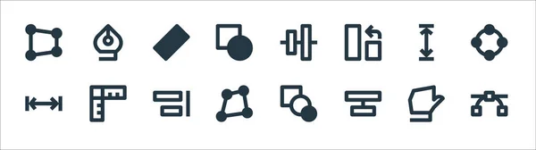 Symbole Für Grafische Designlinien Lineares Set Qualitätsvektorzeilensätze Wie Knoten Ausrichten — Stockvektor