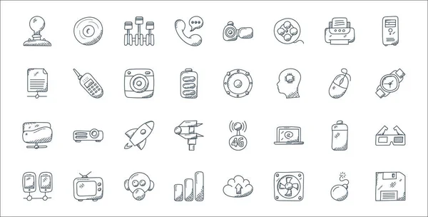 Iconos Línea Tecnología Conjunto Lineal Conjunto Línea Vectorial Calidad Como — Vector de stock