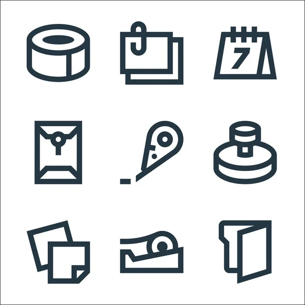 Office Stationery Line Icons Linear Set Quality Vector Line Set — Stock Vector