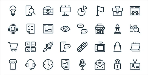 Digital Marketing Line Icons Linear Set Quality Vector Line Set — Stock Vector