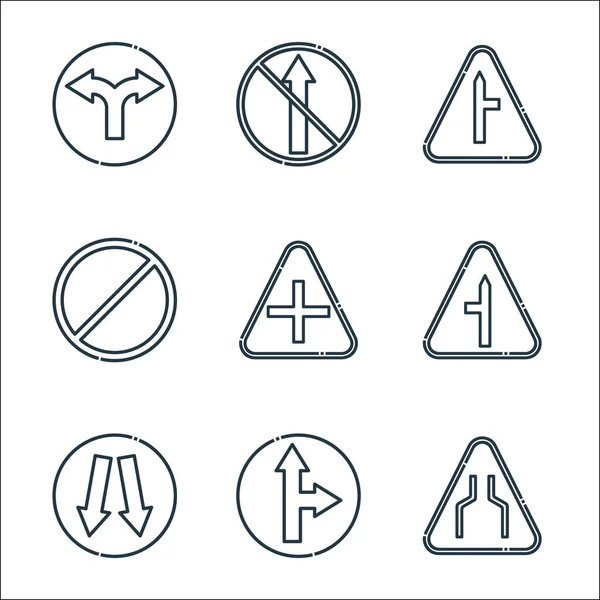 Symbole Der Signallinie Lineares Set Qualitätsvektorlinie Eingestellt Wie Schmal Geradeaus — Stockvektor