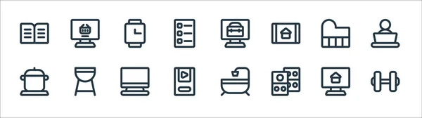 Permanecer Los Iconos Línea Casa Conjunto Lineal Conjunto Línea Vectorial — Vector de stock