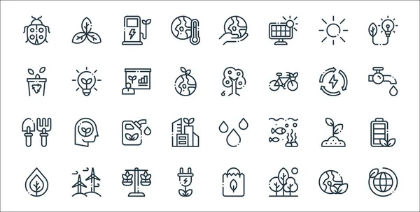 Ecology Line Icons Linear Set Quality Vector Line Set Environment — Stock Vector