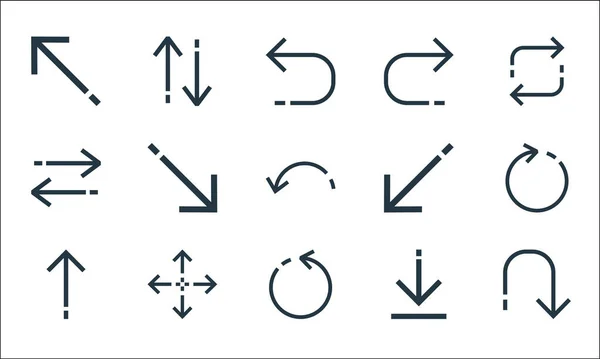 Pfeile Markieren Symbole Lineares Set Qualitätsvektorzeilenset Wie Rückgabe Rotierender Pfeil — Stockvektor